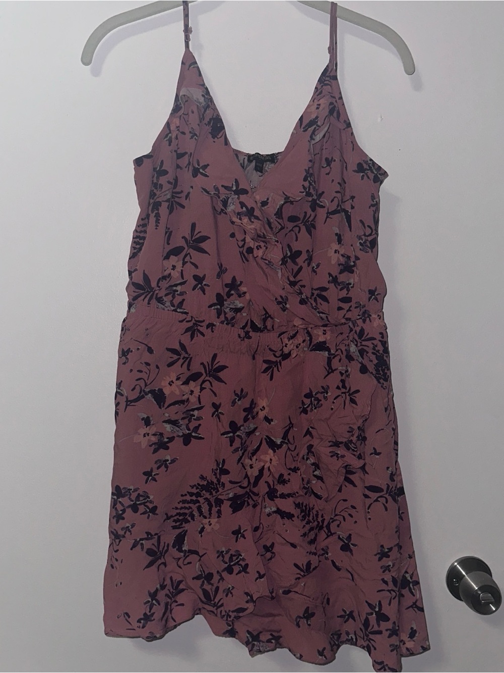 Express Dusty Pink Floral V-Neck Wrap Dress
